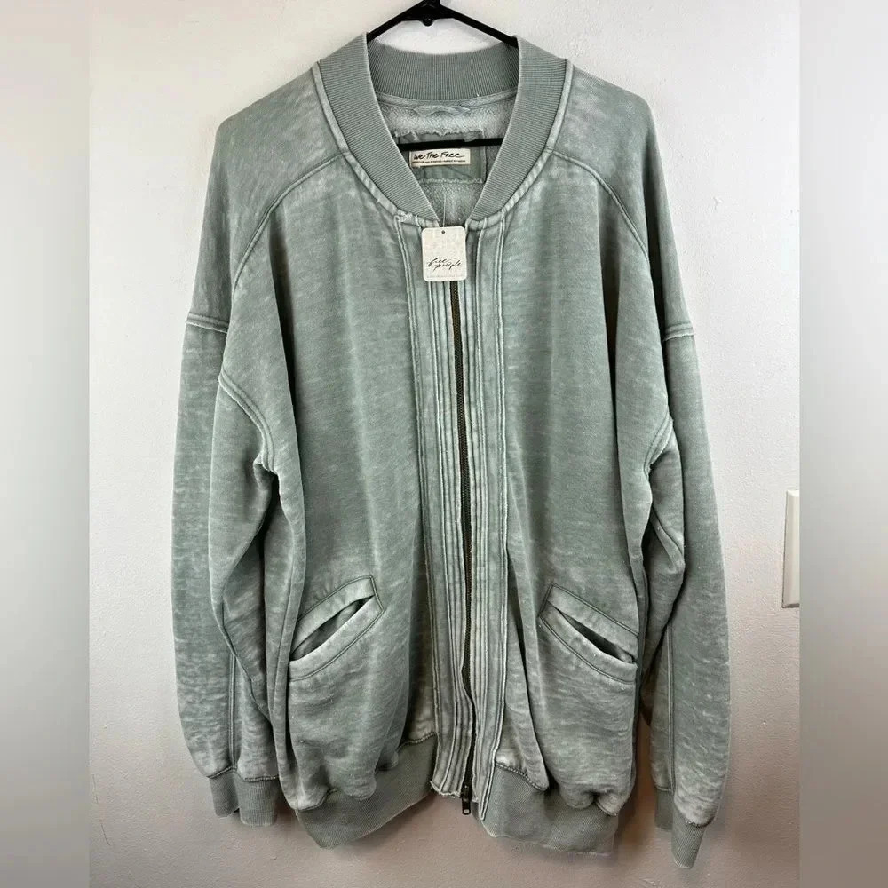 Free People Robby Bomber / Washed Army M - Picture 7 of 16